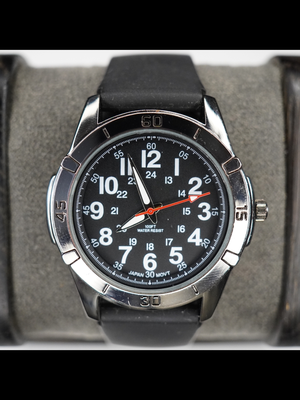 FMD Men's Quartz Watch Black Dial 100FT Water Resistant Japan Movt Black Band